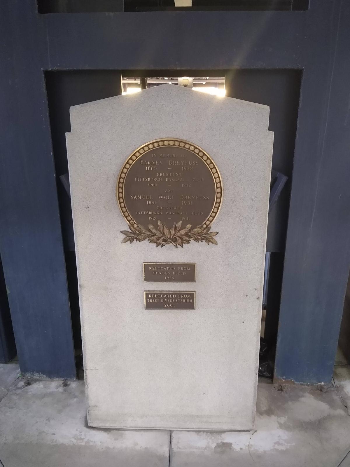 My Favorite (Oldest) Marker:  Dreyfuss Monument at PNC&nbsp;Park
